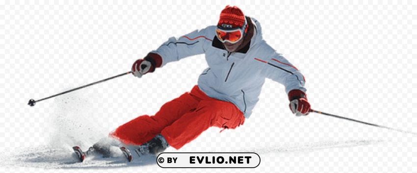 skiing red CleanCut Background Isolated PNG Graphic
