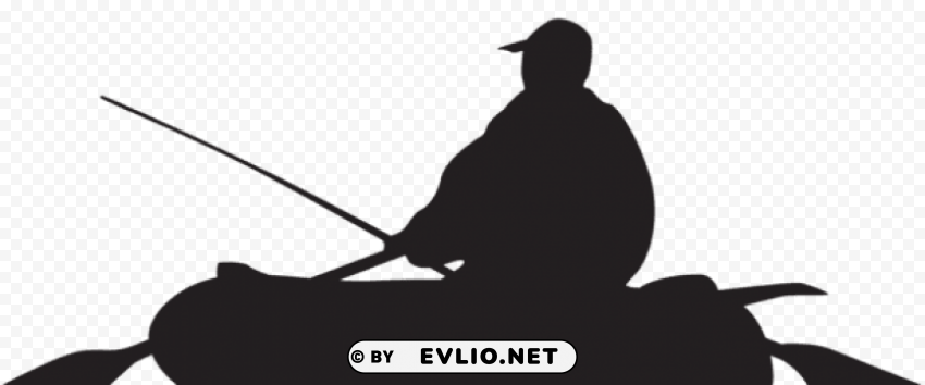fisherman and boat silhouette PNG with Clear Isolation on Transparent Background