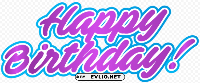 happy birthday pink blue PNG Graphic with Isolated Clarity