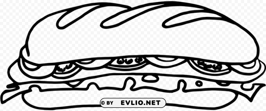 Sandwich Black And White PNG With Clear Overlay