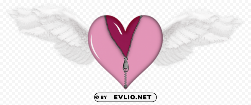 zipped heart with wings PNG files with no background free