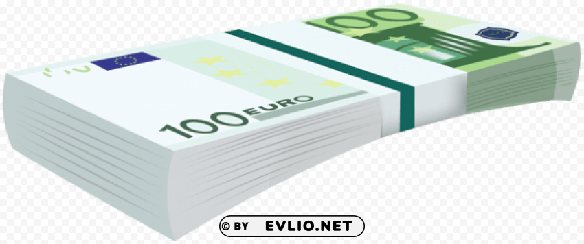 100 euro bundle banknotes PNG Illustration Isolated on Transparent Backdrop