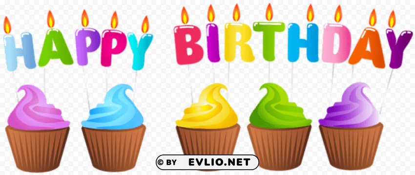 happy birthday muffins Transparent PNG Isolated Item with Detail