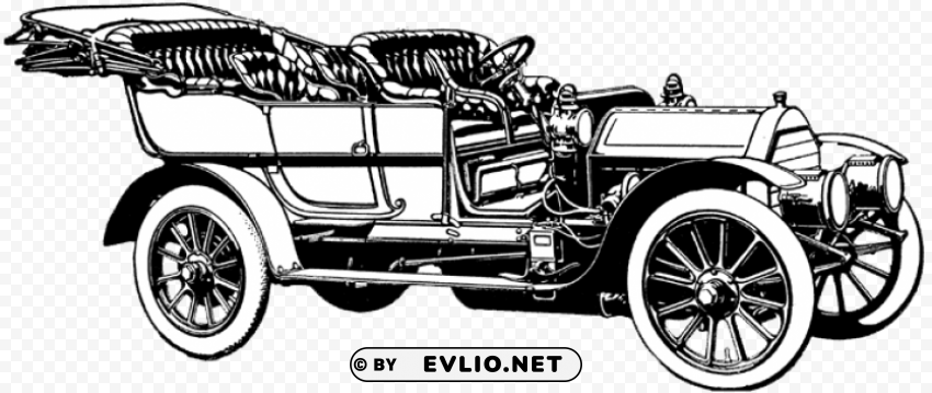 oldtimer bw illustration Isolated Object with Transparent Background PNG