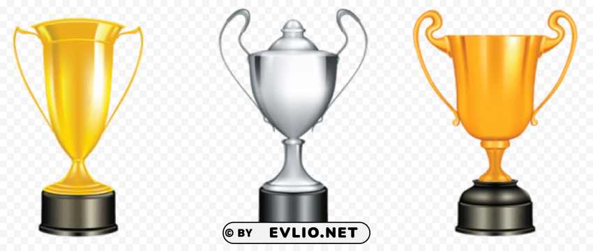 gold silver bronze trophies Isolated Artwork in HighResolution PNG
