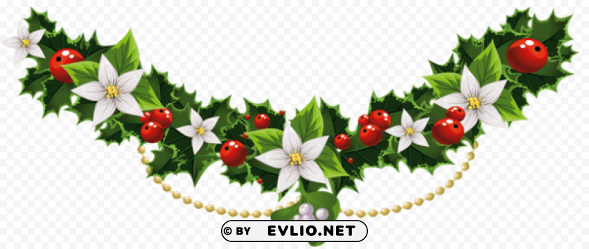 transparent christmas mistletoe garland with flowers Clear background PNGs