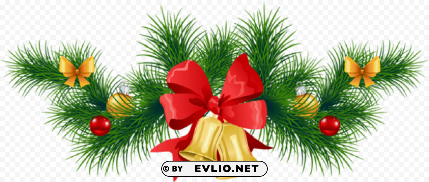  christmas pine garland with bells High-quality transparent PNG images comprehensive set