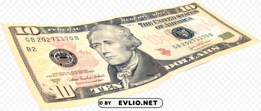 10 Dollar Bill Transparent Background PNG Isolated Item