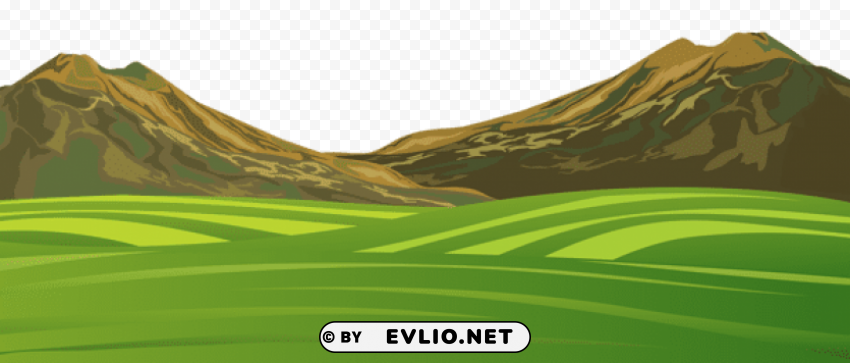 mountain and meadow ground cartoon ClearCut Background PNG Isolated Element