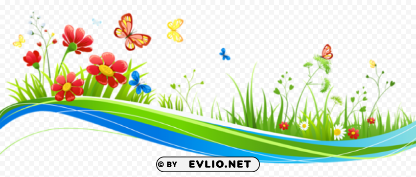  decoration with flowers and butterflies PNG transparent photos mega collection