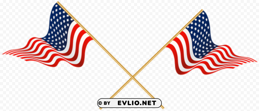 usa crossed flags PNG transparent elements compilation