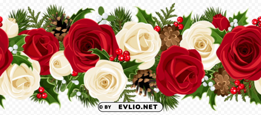 christmas rose garland Clear PNG file