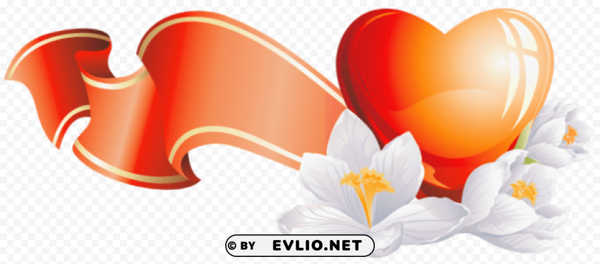 heart element with white flowers Isolated Object with Transparency in PNG