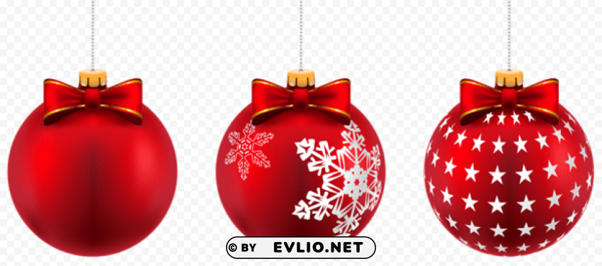 beautiful red christmas balls clip-art PNG graphics with alpha transparency bundle