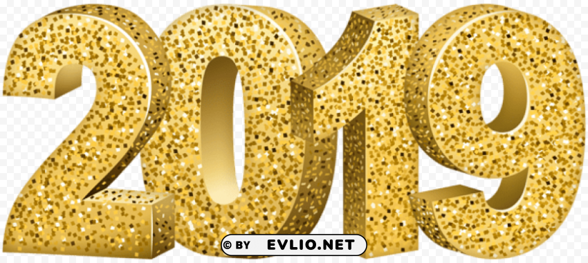 2019 Year Gold Decorative PNG Graphic Isolated With Clarity