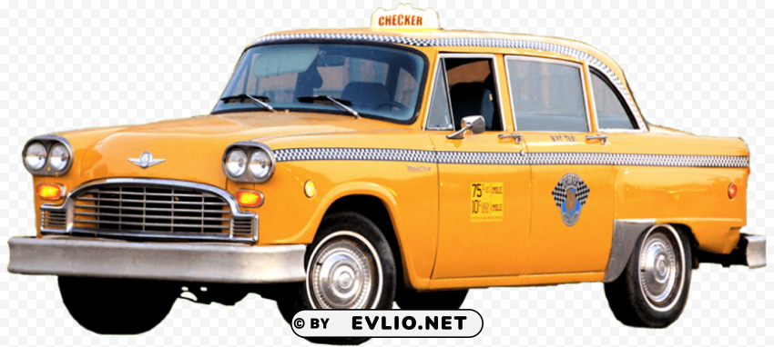 yellow taxi Transparent Background PNG Isolated Illustration
