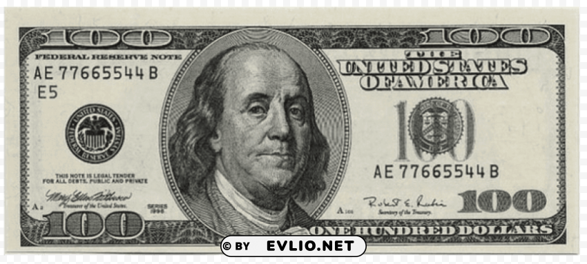 100 dollars PNG Graphic Isolated with Clarity