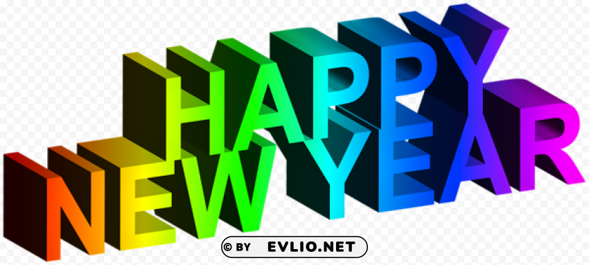 Happy New Year 3d Colorful Text PNG Image Isolated With Transparency