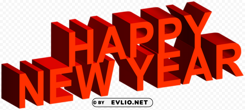 Happy New Year 3d Red Text PNG Image Isolated With Clear Transparency