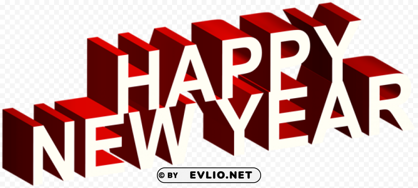 Happy New Year 3d Red White Text PNG Image Isolated With High Clarity