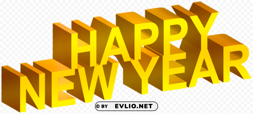 Happy New Year 3d Yellow Text PNG Image Isolated With HighQuality Clarity