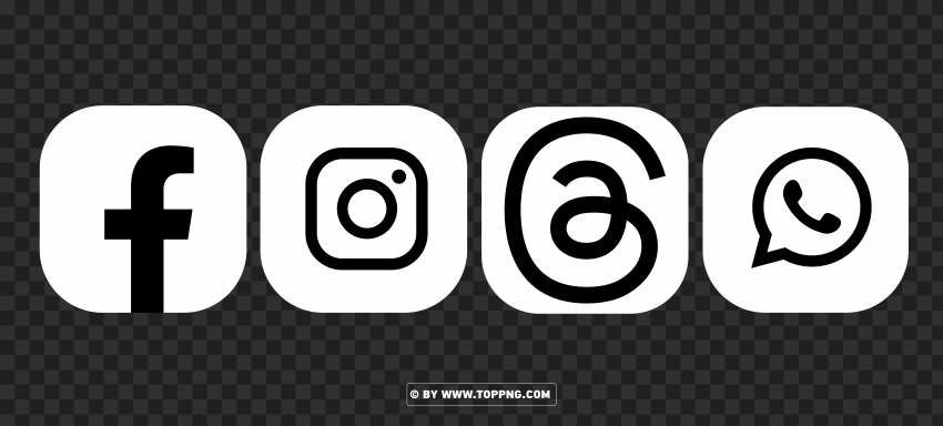 HD Facebook Instagram Threads whatsapp white Logos app Icons Clean Background Isolated PNG Graphic