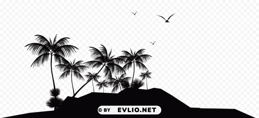 tropical island silhouette Free PNG images with alpha channel