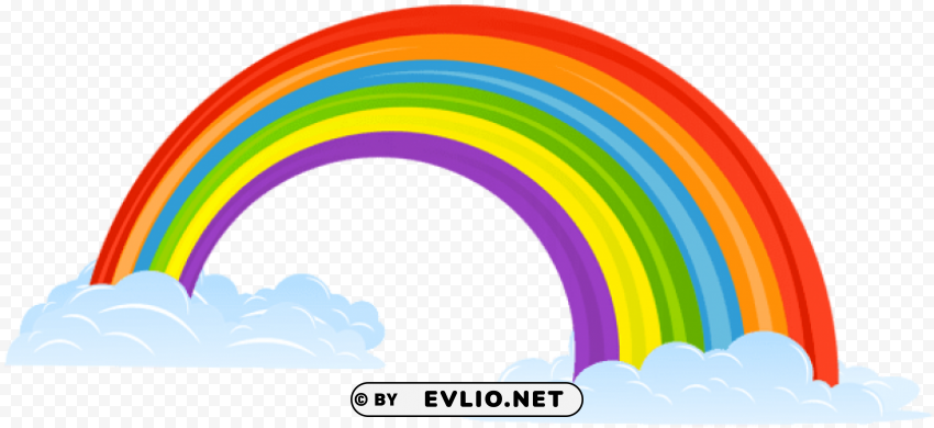 rainbow with clouds Transparent PNG Isolated Artwork