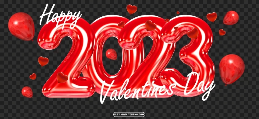 2023 happy valentines day design with red balloons floating Isolated Element with Transparent PNG Background
