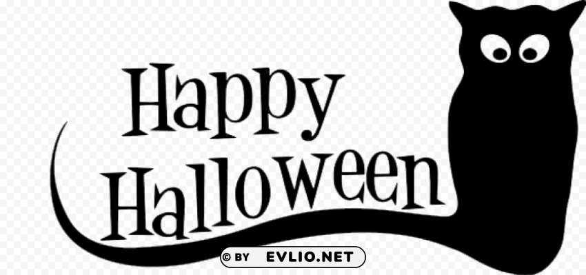 happy Halloween text with owl black PNG images with transparent elements png images background -  image ID is c4125c4c