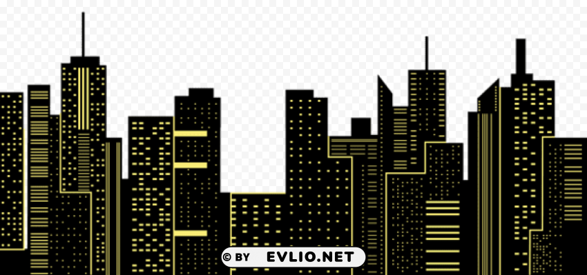 night city silhouette Transparent Background PNG Isolated Character