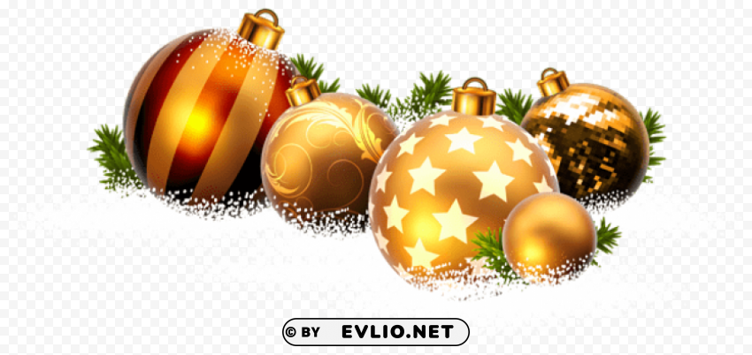 christmas balls and snow PNG Graphic Isolated with Clarity