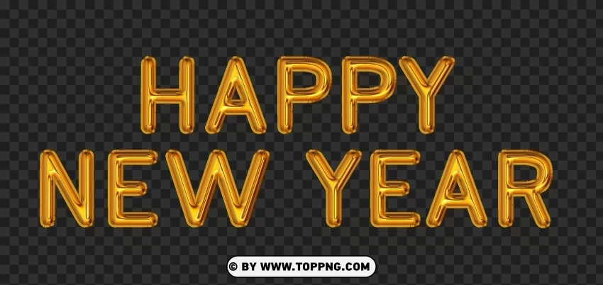 Free HD Yellow Gold Balloons Happy New Year Image PNG Graphic Isolated on Transparent Background