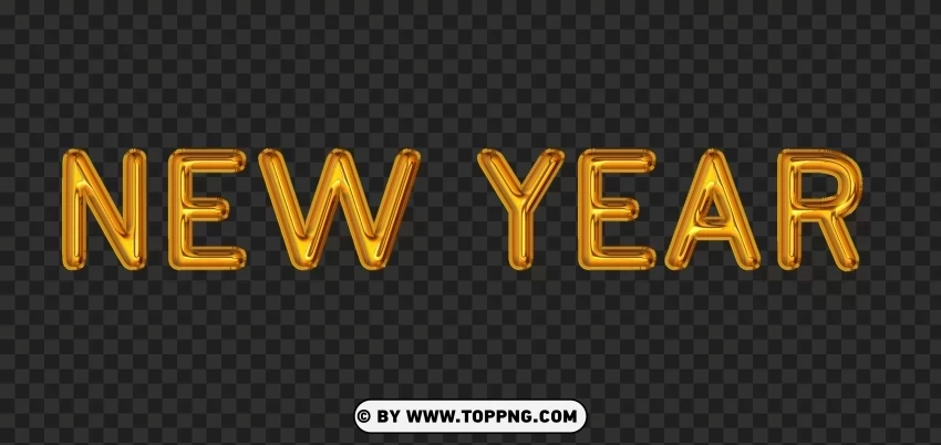 HD New Year Yellow Gold Balloons Image Free PNG Graphic Isolated on Clear Background Detail