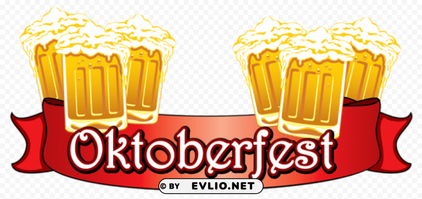 oktoberfest red banner with beers Transparent PNG image