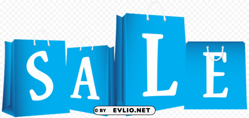 Sale Bags Blue Isolated Character On Transparent Background PNG