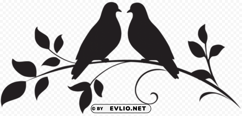 love doves silhouette Clear Background Isolated PNG Graphic