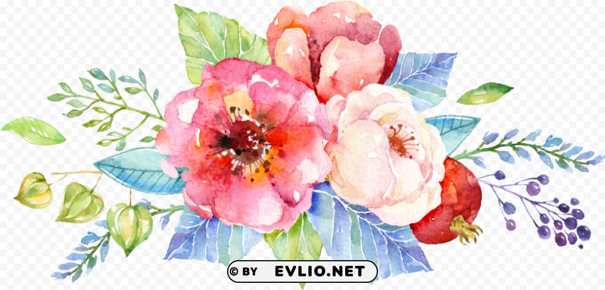 watercolor flower background design Isolated Item on Transparent PNG Format