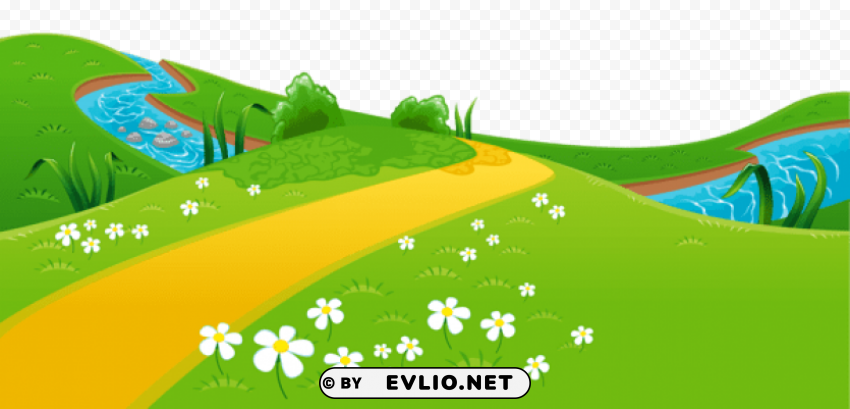 meadow and river ground Clear Background PNG Isolation
