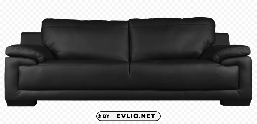 black sofa Clear Background PNG Isolated Design