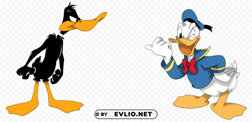 daffy duck woth donald Transparent Background Isolation in PNG Image