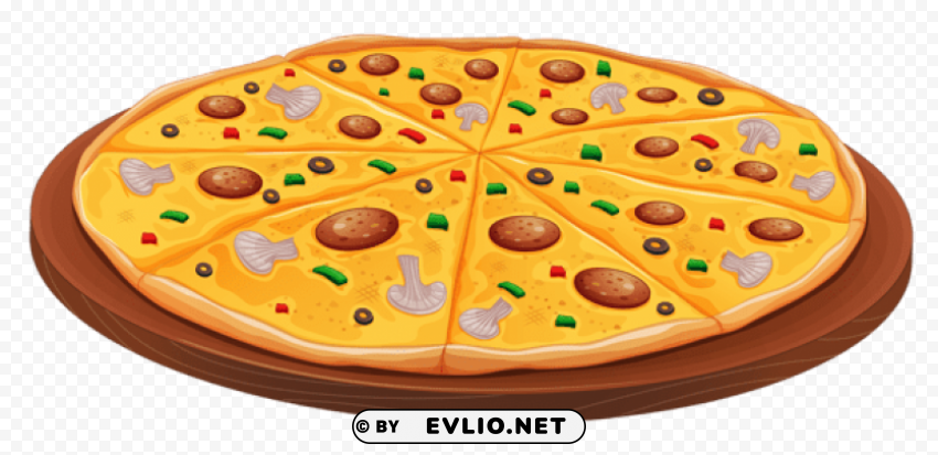pizza with mushrooms PNG Graphic Isolated on Transparent Background