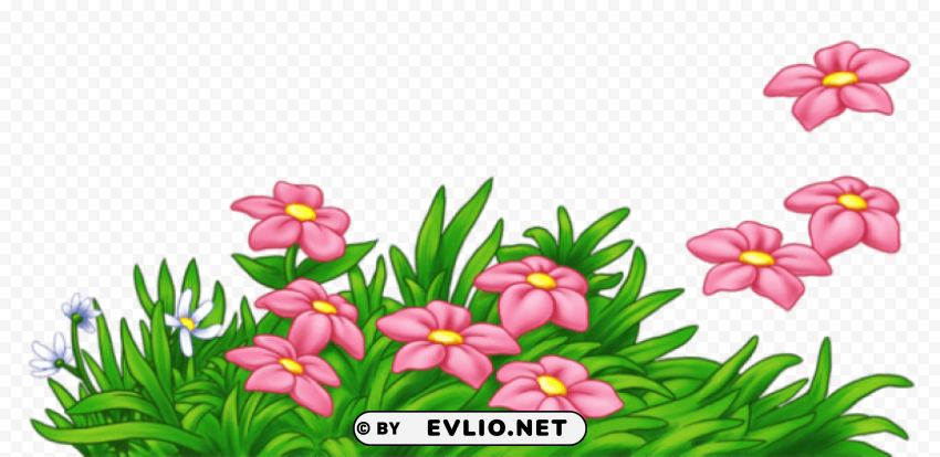 grass with pink flowers Isolated PNG Item in HighResolution