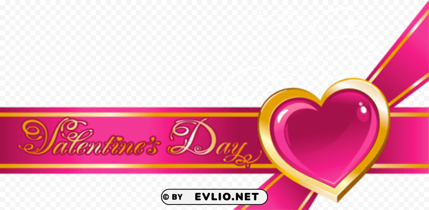 pink valentine decor with bow and heart HighResolution PNG Isolated on Transparent Background