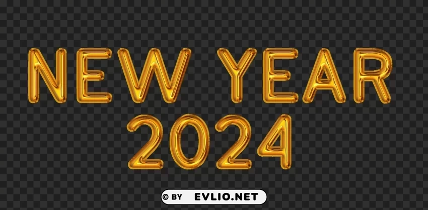 Yellow Gold Balloons New Year 2024 Image PNG Graphic Isolated with Clear Background - Image ID 5dba4b1a