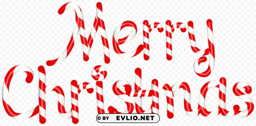 merry christmas candy cane text PNG Graphic Isolated with Clear Background