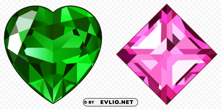 transparent green and pink diamonds Free PNG file