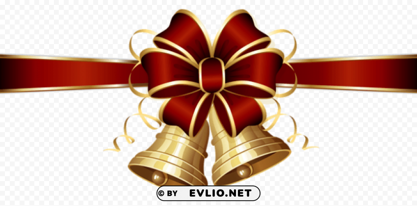christmas bells and red bow HighQuality PNG Isolated on Transparent Background