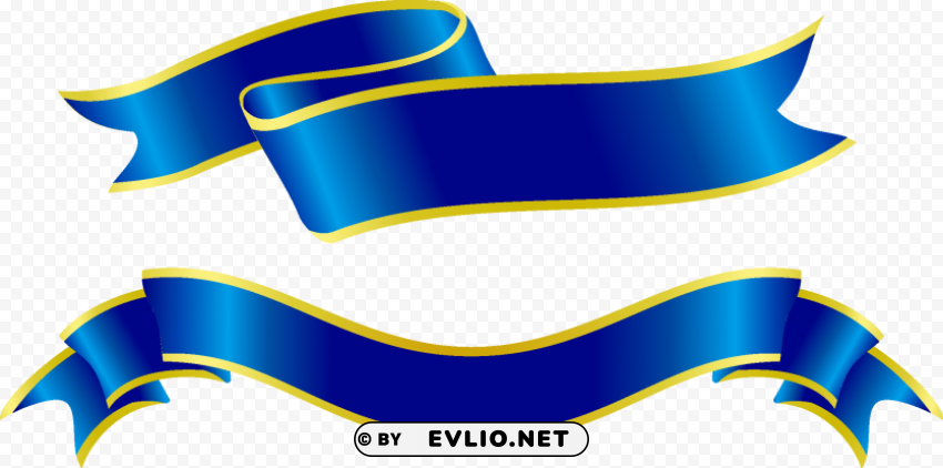 Vector Ribbon Blue Transparent Background PNG Isolated Character