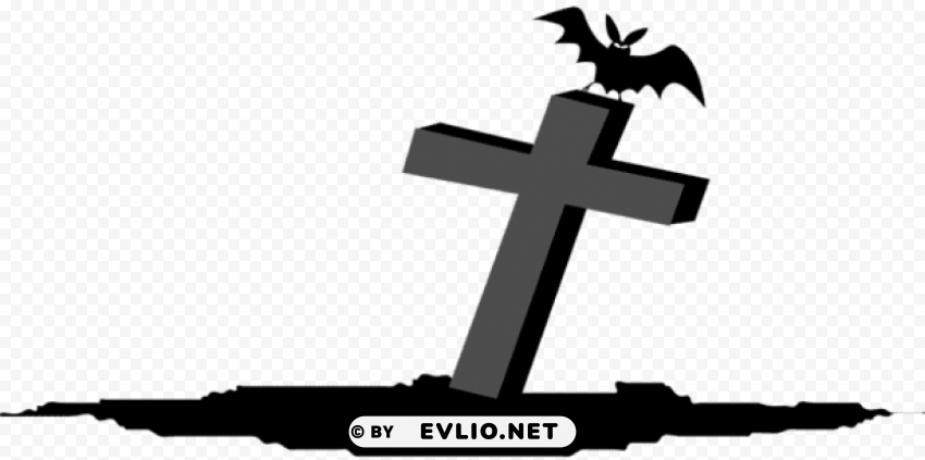 halloween bat on cross Isolated Graphic with Clear Background PNG